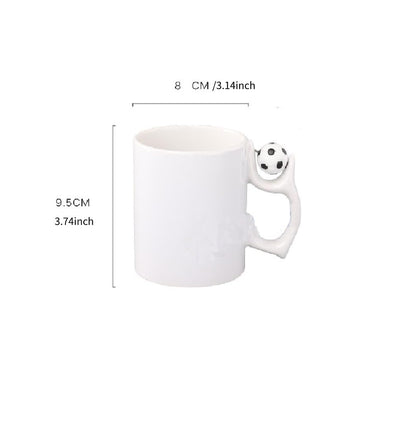 SCCFMM 3 Pack 11 oz Sublimation Blank Ceramic Coffee Mugs With Football Handle Beer Mugs Diy Heat Transfer Print Gift For Birthday Christmas Valentine's Day Anniversary Present Ideas