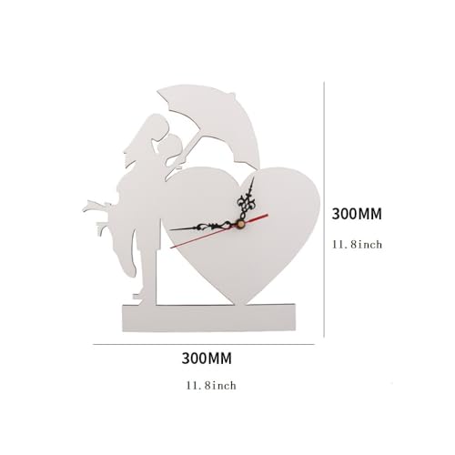 3 Pcs Sublimation Blank Wall Clock MDF Heart Shape Sublimation Print DIY Heat Transfer Wall Clocks Silent Non Ticking Battery Operated Decorative for Home Kitchen Office Hotel
