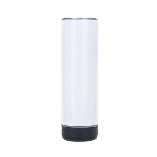 1Pcs 20oz Sublimation Blank Music Speaker Tumbler Cup Skinny Stainless Steel Double Wall Vacuum Insulated Bluetooth Speaker Skinny Straight Tumblers for DIY Heat Transfer Print