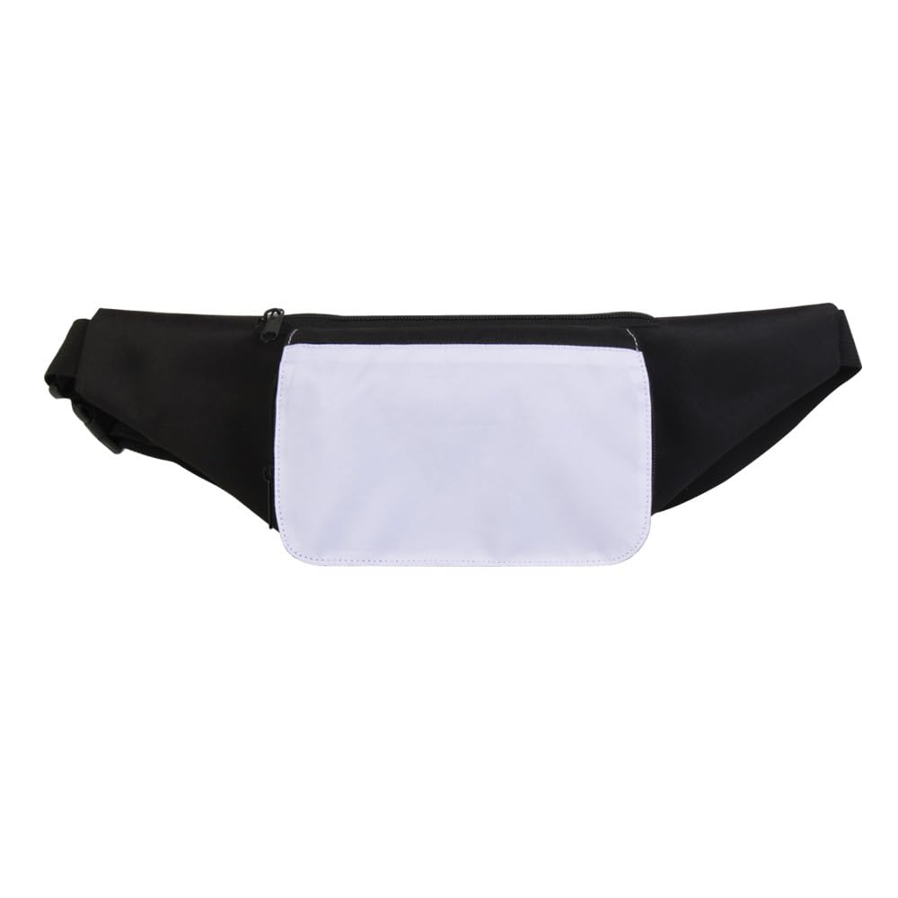 6 Pcs Sublimation Blank Women Men White Running Waist Bag Belt Bag Waist Pouch with Adjustable Strap Zip DIY Heat Transfer Print for Hiking Traveling Biking Festival Sports Outdoors Workout