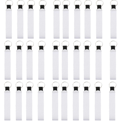 30pcs Neoprene Wristbind Keychain Sublimation Bag Decoration Accessory Blank Keychain For Heat Transfer Print Logo Image