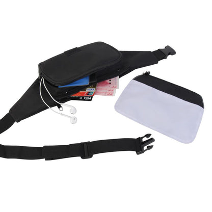 6 Pcs Sublimation Blank Women Men White Running Waist Bag Belt Bag Waist Pouch with Adjustable Strap Zip DIY Heat Transfer Print for Hiking Traveling Biking Festival Sports Outdoors Workout