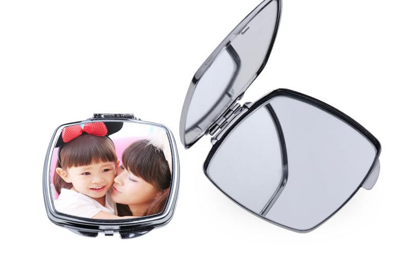 20 Pcs Sublimation Blanks Compact Mirror Bulk Small Gifts for Women DIY Heat Transfer Print Folding Pocket Makeup Mirror Handheld Mirror Round Square Sublimation Mirror for Purse Travel