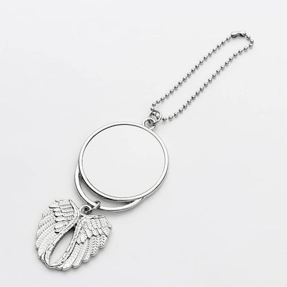 SCCFMM 20pcs Sublimation Blanks Hanging Ornament Pendant, Car Rearview Mirror Pendant with Sublimation Blank, Angel Wing Ornament Charms Pendant for Keychain Car Christmas Decor