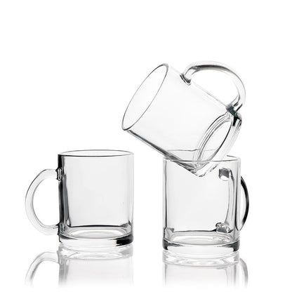 SCCFMM 3 Pack 12 oz Sublimation Blank Clear Glass Beer Mugs Glass Coffee Mugs Diy Heat Transfer Print Gift For Birthday Christmas Valentine's Day Anniversary Present Ideas
