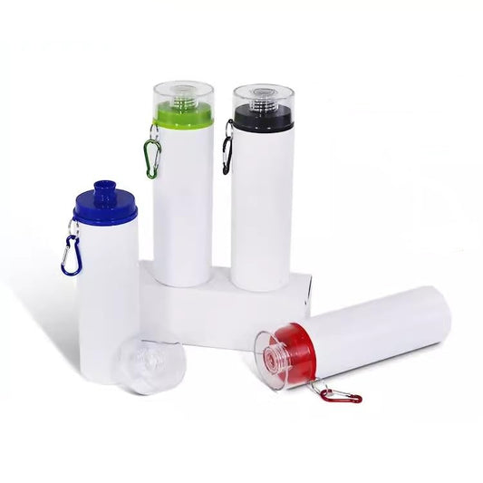 8pcs 750ml/25oz Sublimation Blank Aluminum Sports Bottle With Color Lids DIY Heat Press Outdoor Sport Water Bottle with Cover