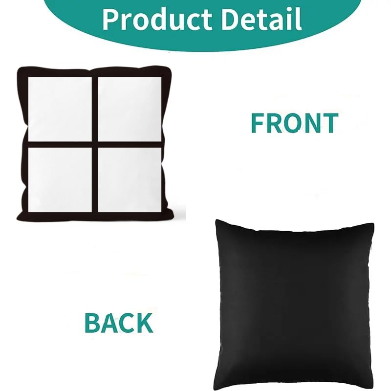 20 Pcs Sublimation Blank 4 Panel Pillow Cases Cushion Cover Throw Pillow Covers for Sublimation Heat Transfer Printing 15.7 x 15.7 Inch with Invisible Zippers DIY No Pillow Insert