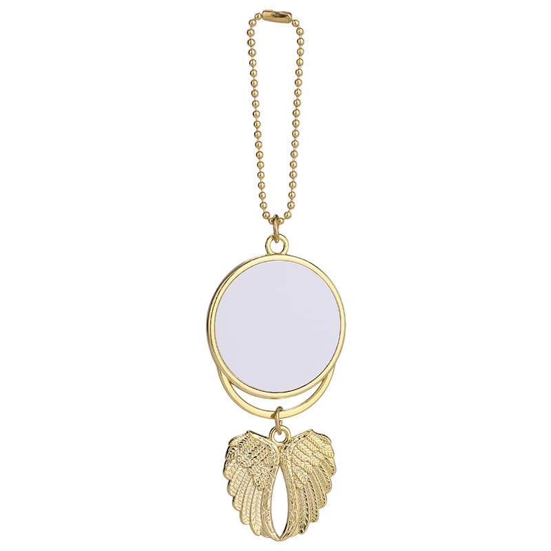SCCFMM 20pcs Sublimation Blanks Hanging Ornament Pendant, Car Rearview Mirror Pendant with Sublimation Blank, Angel Wing Ornament Charms Pendant for Keychain Car Christmas Decor