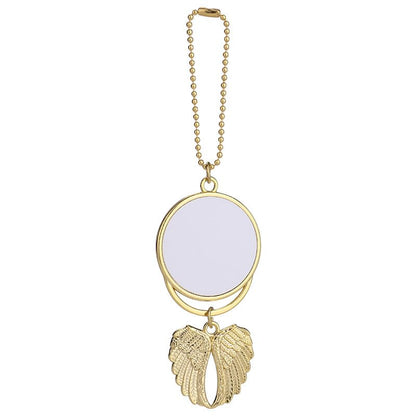 SCCFMM 20pcs Sublimation Blanks Hanging Ornament Pendant, Car Rearview Mirror Pendant with Sublimation Blank, Angel Wing Ornament Charms Pendant for Keychain Car Christmas Decor