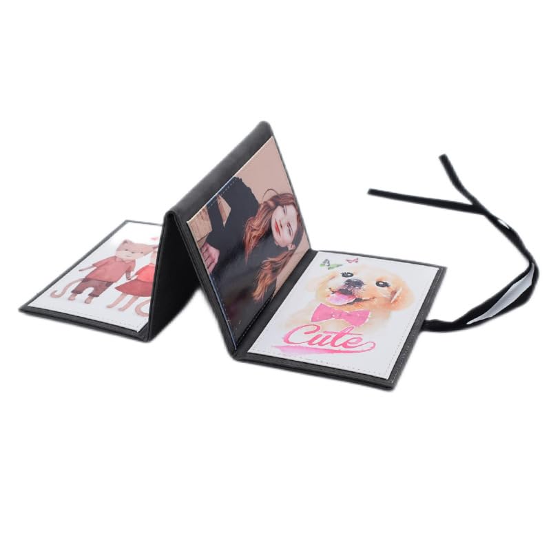 SCCFMM 4 Pack Sublimation Blanks Photo Album Creative 4 * 6 inch PU Leather Folding Photo Frame for 4 Photos DIY Heat Press Print