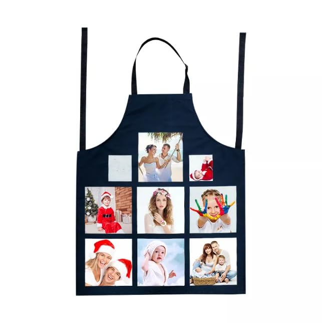 SCCFMM 5 Pack Sublimation Blank 9 Panel Bib Apron Linen Cotton Kitchen Adults Aprons Diy Heat Transfer Print Unisex White Cooking Kitchen Apron for Restaurant Home
