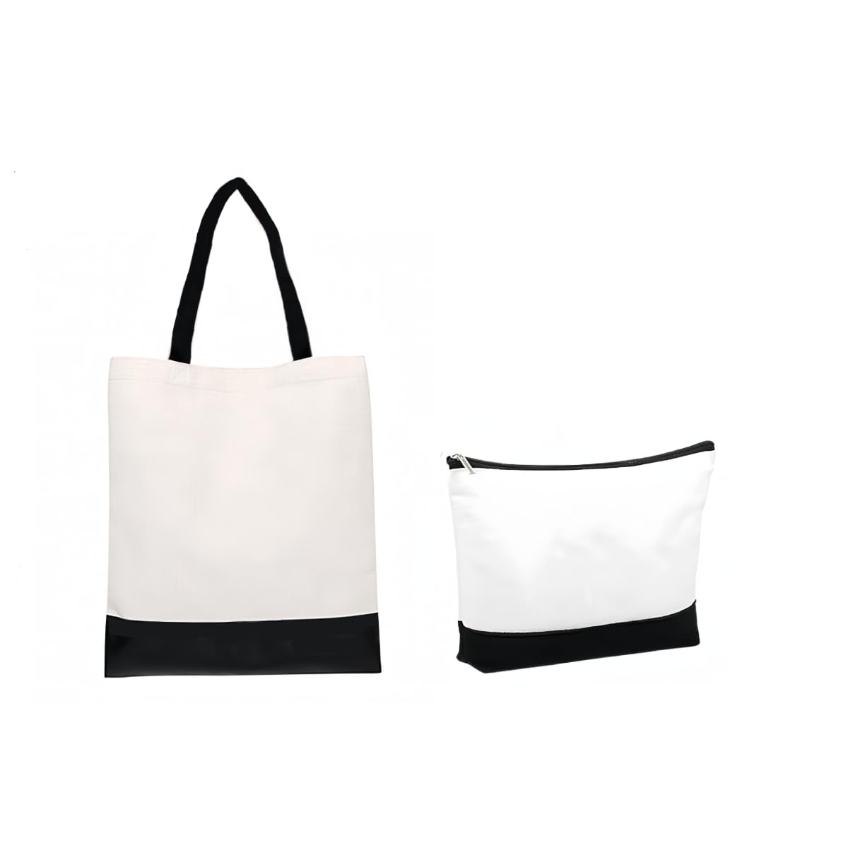 SCCFMM 10 Pack Sublimation Blank DIY Large Cotton Polyester Tote Bag + Cosmetic Bag, Reusable Grocery Shopping Fashionable Two-Tone Cloth Bags Makeup Bag for Heat Transfer Print