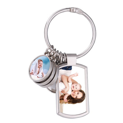 SCCFMM 10 Pcs Sublimation Blanks Keychain With 7 Keyring, DIY Heat Transfer Press Key Chains with Keyrings for Photos, Laser Engraving Crafts