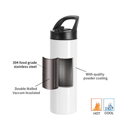 8 Pack Sublimation Tumblers Blanks Cups Bulk White 20 OZ Skinny Straight Sports Water Bottles Mugs with Portable Sippy Up Lid with Straw,for Tumbler Heat Press