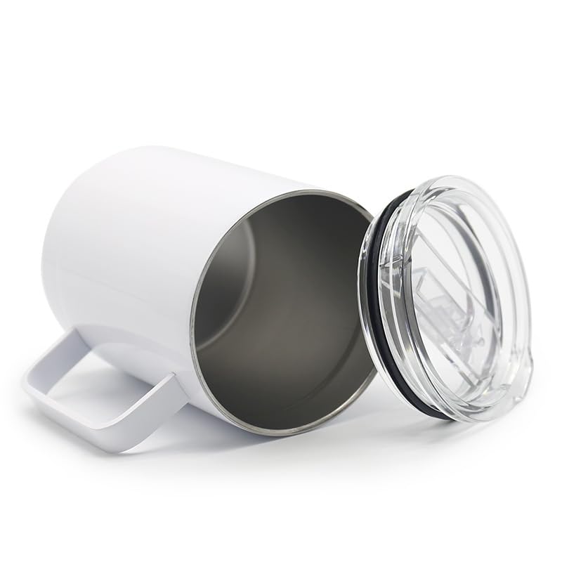 4 Pcs Sublimation Blank Skinny Tumbler 12 OZ With Handle DIY Heat Transfer Print Double Wall Stainless Steel Coffee Straight Mug with Sliding Lid