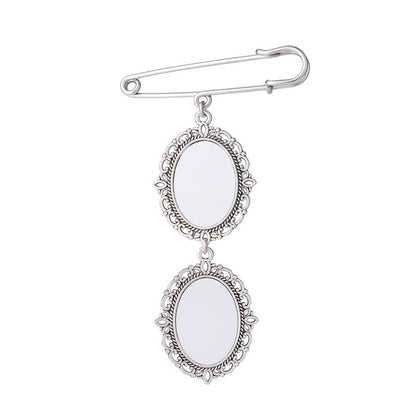 30 set Sublimation Blank Bouquet Charms for Wedding Memory, Wedding Bouquet Photo Charms with Oval Glass Cabochons for Bridal Shower, DIY Heat Transfer Print