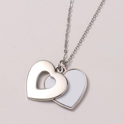 SCCFMM 20 pieces Sublimation Blank Necklace with Chain Set Blank Necklace Rhinestone Heart And Round Shape Bezel Pendant Tray, Sublimation Sheet for DIY Heat Transfer Print