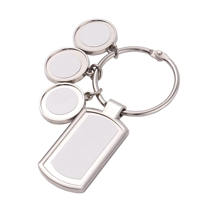 20Pcs Sublimation Blanks Metal Keychain with 4 Panel Photo DIY Heat Transfer Press Key Chains with Keyrings for Photos, Laser Engraving Crafts for Gifts