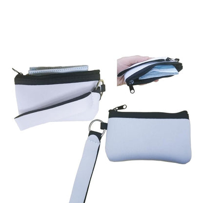 30 PCS Sublimation Blanks Neoprene Coins Purse Bag DIY Heat Transfer Print Card Holder Bag Zipper Toiletry Pouch Case DIY Craft Bags For Women Ladies