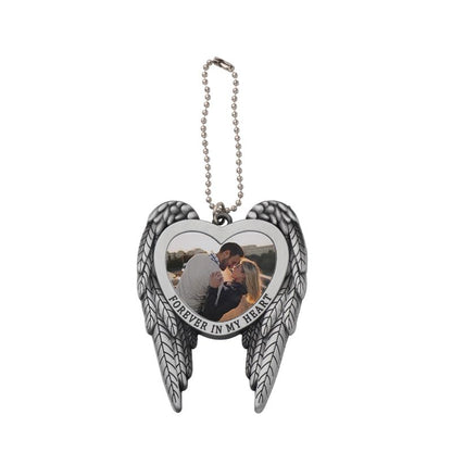 30 Sets 3 Styles Alloy Metal Sublimation Blank Pendant, DIY Heat Transfer Angel Wing Rearview Mirror Pendant, Heart Sublimation Pendant Blanks Car Hanging Ornament for Gift
