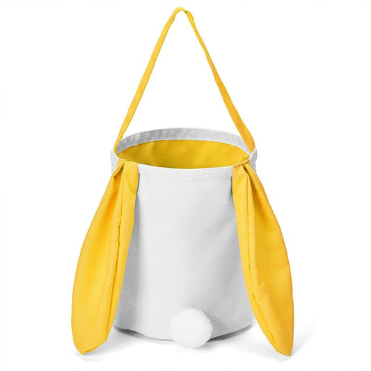 SCCFMM 8 Pieces Easter Bunny Bags Sublimation Blank Baskets With Long Ears DIY Heat Transfer Print Baskets Sublimation Bags for DIY, Decorating, Craft Gift (yellow)