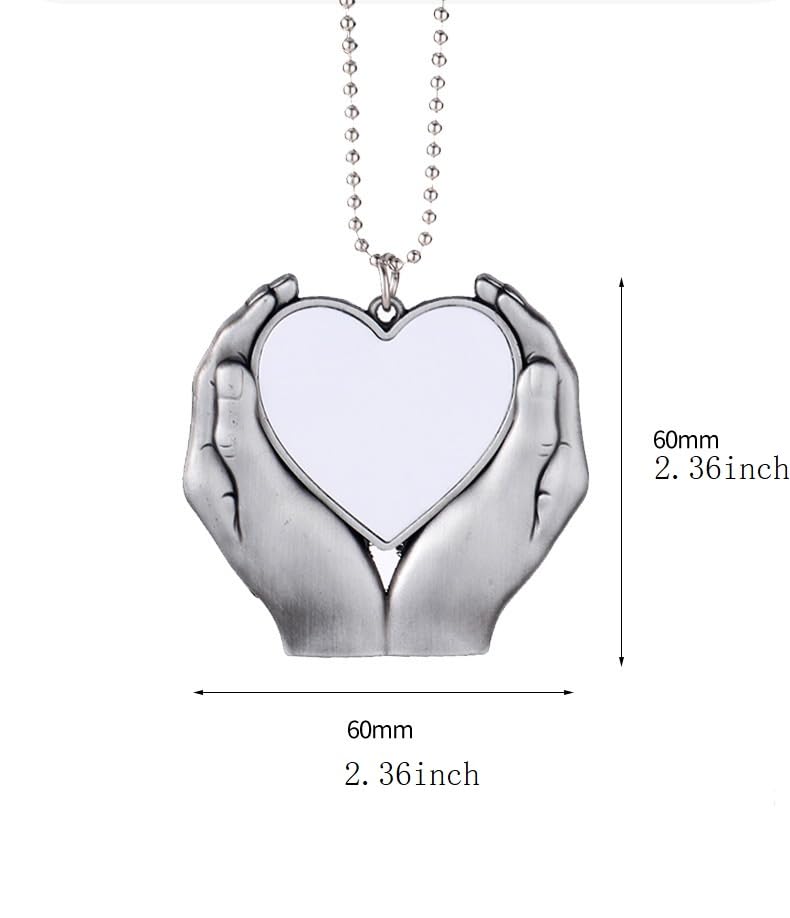 30 Sets 3 Styles Alloy Metal Sublimation Blank Pendant, DIY Heat Transfer Angel Wing Rearview Mirror Pendant, Heart Sublimation Pendant Blanks Car Hanging Ornament for Gift