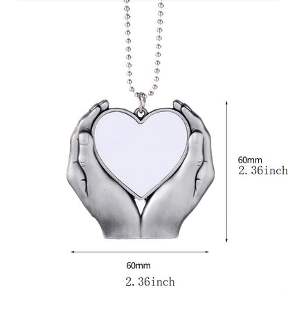 30 Sets 3 Styles Alloy Metal Sublimation Blank Pendant, DIY Heat Transfer Angel Wing Rearview Mirror Pendant, Heart Sublimation Pendant Blanks Car Hanging Ornament for Gift