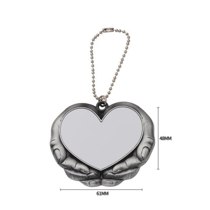 30 Sets 3 Styles Alloy Metal Sublimation Blank Pendant, DIY Heat Transfer Angel Wing Rearview Mirror Pendant, Heart Sublimation Pendant Blanks Car Hanging Ornament for Gift