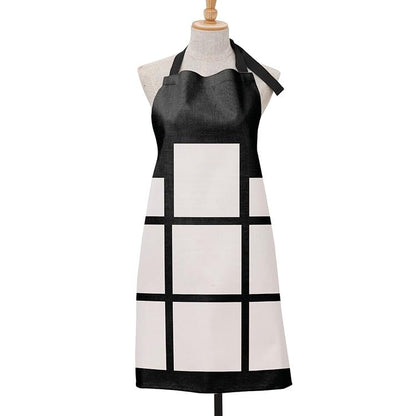 SCCFMM 5 Pack Sublimation Blank 9 Panel Bib Apron Linen Cotton Kitchen Adults Aprons Diy Heat Transfer Print Unisex White Cooking Kitchen Apron for Restaurant Home