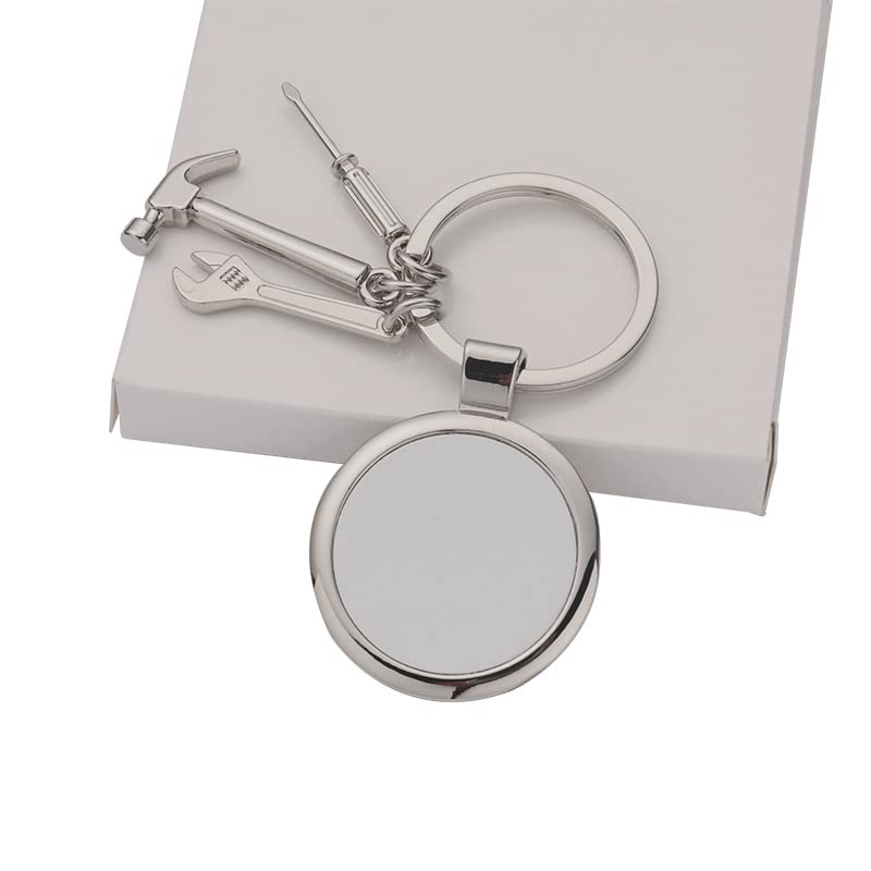 SCCFMM 20pieces Sublimation Blank Keychain with Screwdriver Tools DIY Heat Transfer Keychains for Father's Days Christmas Valentine Graduation Day Present