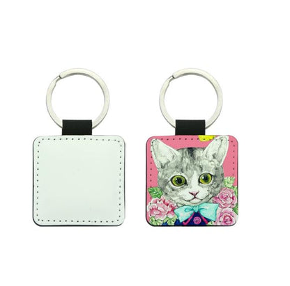 50 PCS Sublimation Single Side Blank Keychain PU Leather Sublimation Keychains DIY Heat Transfer Print Keyring for Pendant Ornament Making, Gift Present Making