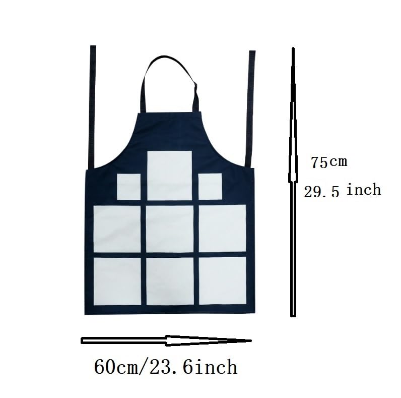 SCCFMM 5 Pack Sublimation Blank 9 Panel Bib Apron Linen Cotton Kitchen Adults Aprons Diy Heat Transfer Print Unisex White Cooking Kitchen Apron for Restaurant Home