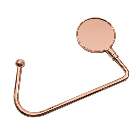 SCCFMM 20 Pack Round Sublimation Blank Purse Hook Hanger, Metal Hook Long Handbag Hanger for Table Desk,Portable Handbags Hook with Aluminium Parts for Heat Transfer Print (Rose Gold)