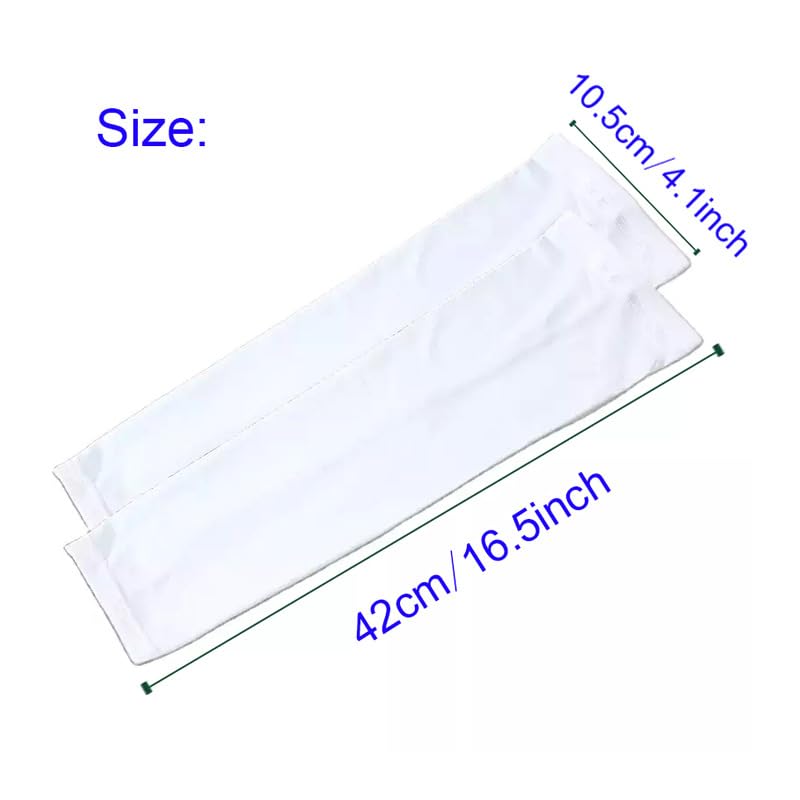 20 Pairs Sublimation Blank White Arm Sleeves, UV Sun Protection Cooling Polyester Arm Sleeves Sublimation DIY Heat Transfer Print for Women Driving, Golfing, Fishing, Cycling, Hiking, Sports