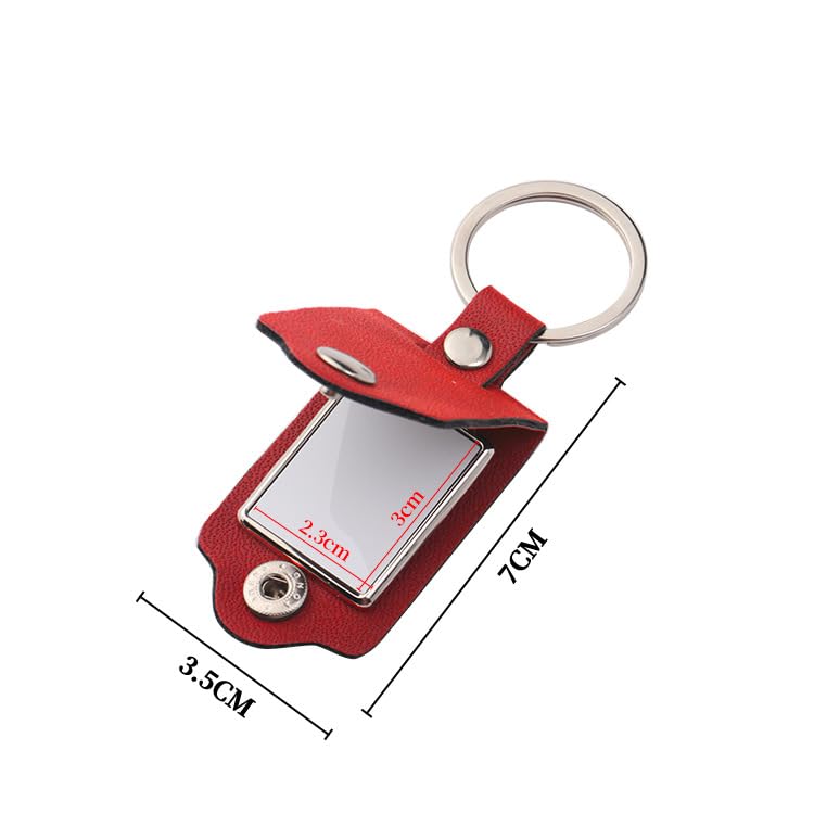 SCCFMM 40pieces Metal Sublimation Blanks Keychain with PU Leather Cover, Sublimation Heat Transfer DIY KeyChains Photos Print for DIY Crafts Gift