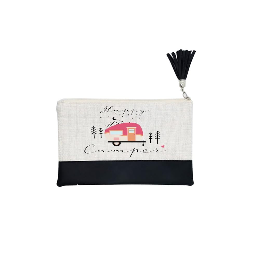 SCCFMM 20 Pack Sublimation Blank Linen Makeup Bags With Tassels Sublimation Blanks Cosmetic Bags Pu Bottom, DIY Heat Transfer Linen Pen Case Pencil Bags,Travel Toiletry Zipper Bags