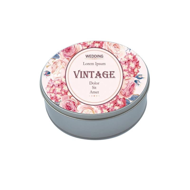 5 Pieces Sublimation Blank Metal Candy Tin Box with Lid Metal Trinket Tins Container Round Shape for DIY Heat Transfer Print