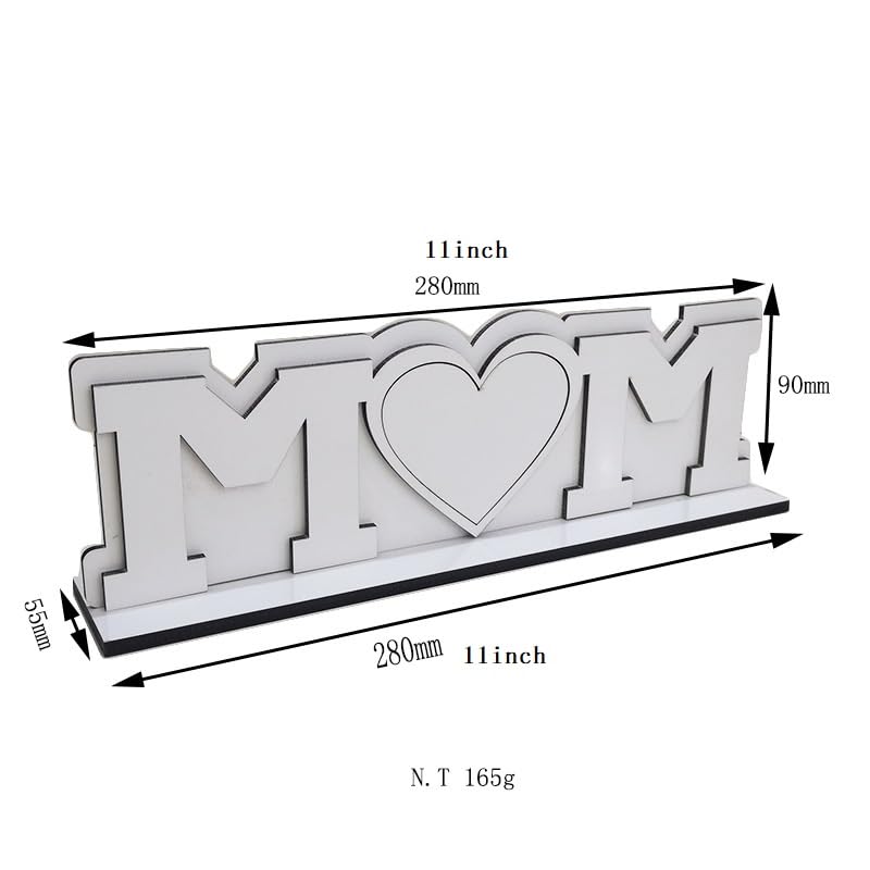 SCCFMM 5 Pack Sublimation Blank MDF Photo Frame Mom Picture Frame Gifts for Mothers Day DIY Print Photo Sign Wall Frame Poster Desktop Souvenir for Mom Birthday