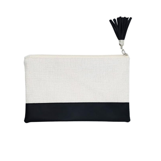 SCCFMM 20 Pack Sublimation Blank Linen Makeup Bags With Tassels Sublimation Blanks Cosmetic Bags Pu Bottom, DIY Heat Transfer Linen Pen Case Pencil Bags,Travel Toiletry Zipper Bags
