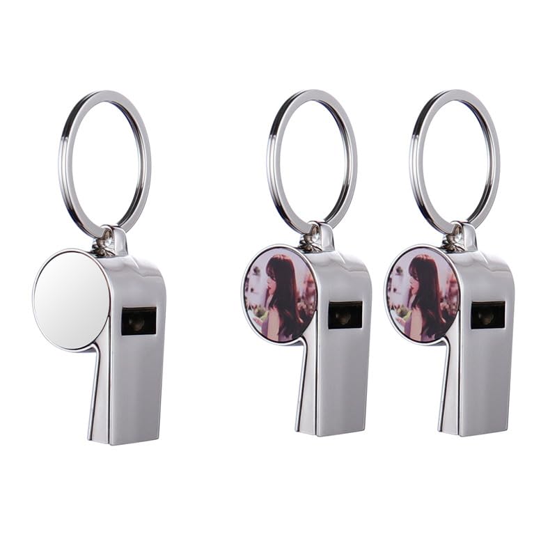 Sublimation Blank Coach Whistle,20Pack Sublimation Football Referee Whistle with Keyring for Emergency Sports Training