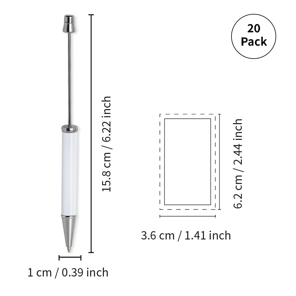 20pcs Sublimation Beadable Pens Blanks Bulk White with 20 Pieces Shrink Wrap Films,Sublimation Ballpoint Pen Personalized DIY by Pen Heat Press Sublimation Oven