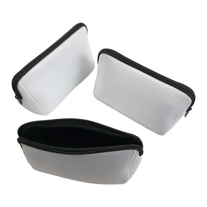 SCCFMM 20 Pcs Sublimation Blanks White Neoprene Cosmetic Bags DIY Heat Transfer Print Makeup Bags Iron on Zipper Toiletry Pouch Canvas Pen Case For Women Girls