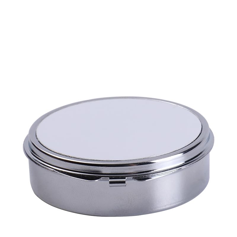 20pieces Sublimation Blank Metal Round Pill Box 3 Compartment Medicine Pill Case,Portable Pocket Purse Pill Box Decorative Metal Medicine Vitamin Organizer for DIY Print