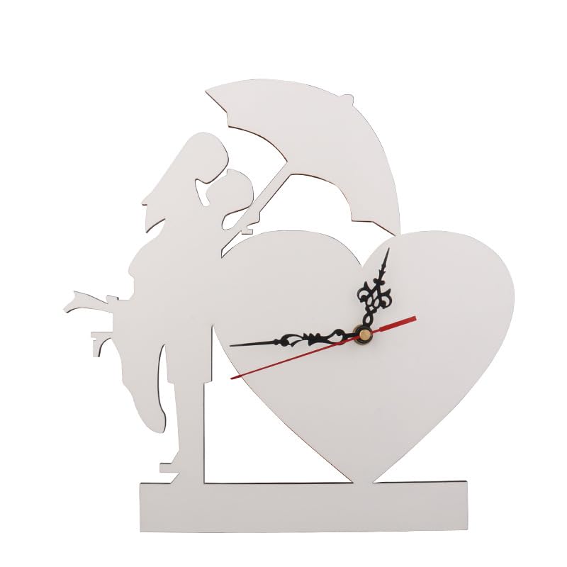 3 Pcs Sublimation Blank Wall Clock MDF Heart Shape Sublimation Print DIY Heat Transfer Wall Clocks Silent Non Ticking Battery Operated Decorative for Home Kitchen Office Hotel