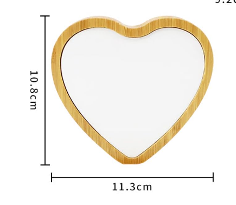10 Pieces Sublimation Blanks Bamboo Frame Sublimation Blank Home Decorative Heat Transfer Photo Frame Bamboo Picture Frame Ornament for DIY Custom Tabletop Supplies (Heart)