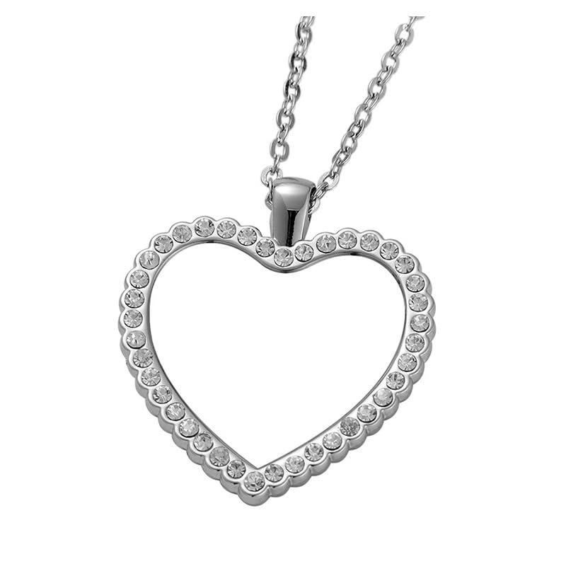 50 Set Sublimation Rhinestone Trays Pendant Necklace Chain Set, Including 25 set Oval Shape Blank Rhinestone Bezel Trays, 25 set Heart Shape Thick Chains with 50 Sublimation Discs for DIY Heat Transfer Print