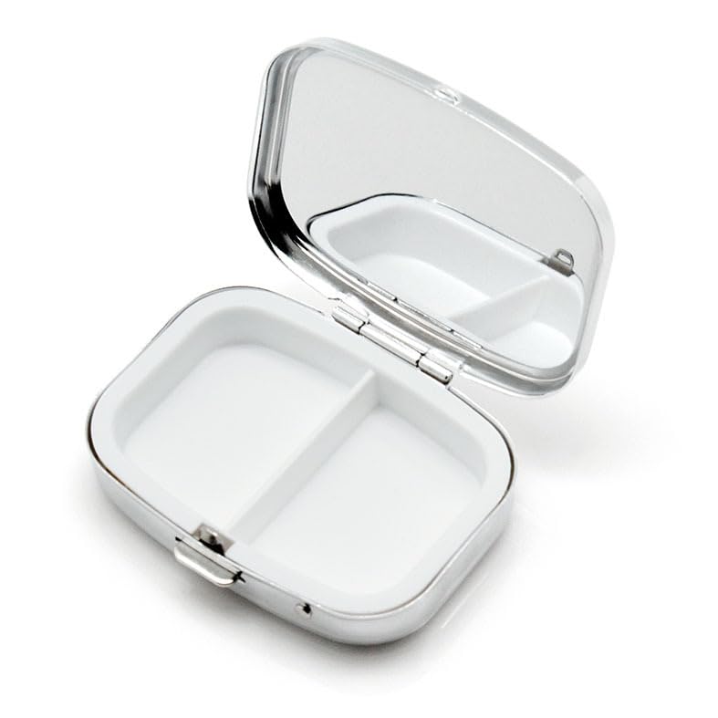 20pcs Sublimation Blank Pill Box Metal Square 2 Compartment Medicine Pill Case,Portable Pocket or Purse Pill Box for DIY Heat Transfer Print