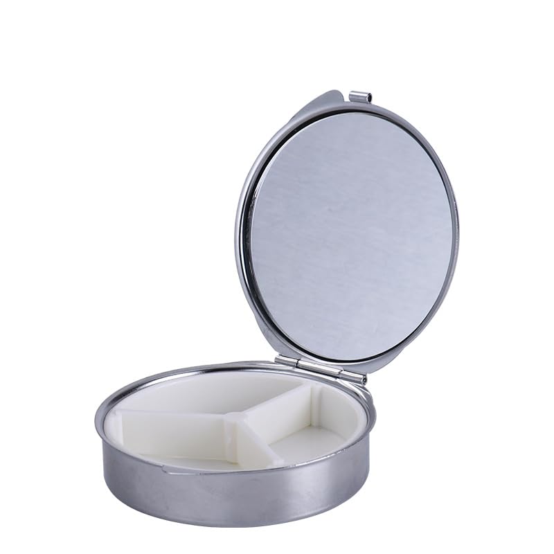 20pieces Sublimation Blank Metal Round Pill Box 3 Compartment Medicine Pill Case,Portable Pocket Purse Pill Box Decorative Metal Medicine Vitamin Organizer for DIY Print