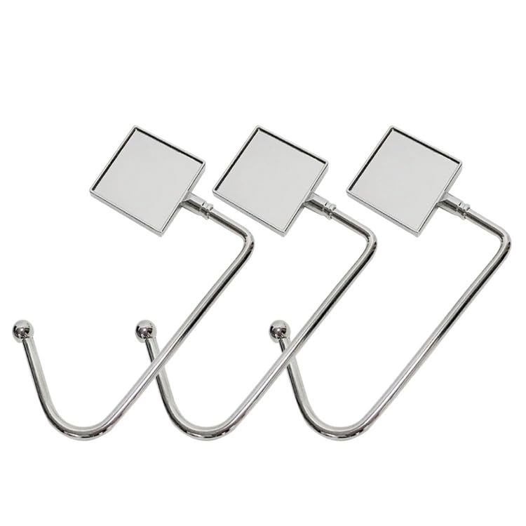 20 Pack Square Shape Sublimation Blank Purse Hook Hanger, Metal Hook Long Handbag Hanger for Table Desk,Portable Bag Holder Under Counter Handbags Hook With Aluminium Parts for DIY Heat Transfer Print