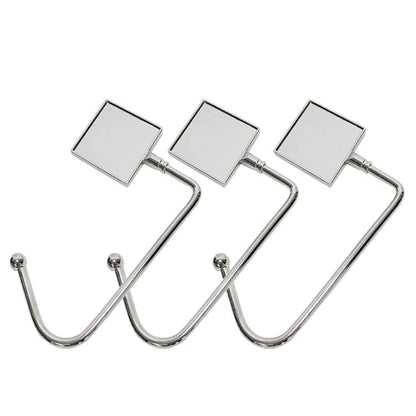 20 Pack Square Shape Sublimation Blank Purse Hook Hanger, Metal Hook Long Handbag Hanger for Table Desk,Portable Bag Holder Under Counter Handbags Hook With Aluminium Parts for DIY Heat Transfer Print